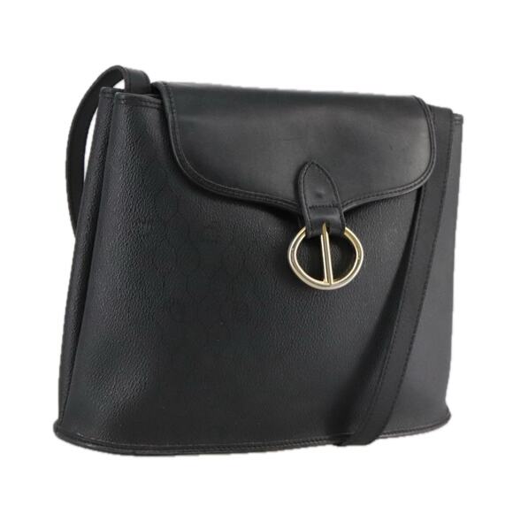 DIOR Honeycomb Canvas Shoulder Bag Pvc Leather Black Gold - Picture 1 of 13